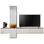 WOHNWAND  in Weiß, Eichefarben  285/215/40 cm  - Eichefarben/Schwarz, KONVENTIONELL, Glas/Holzwerkstoff (285/215/40cm) - Venda