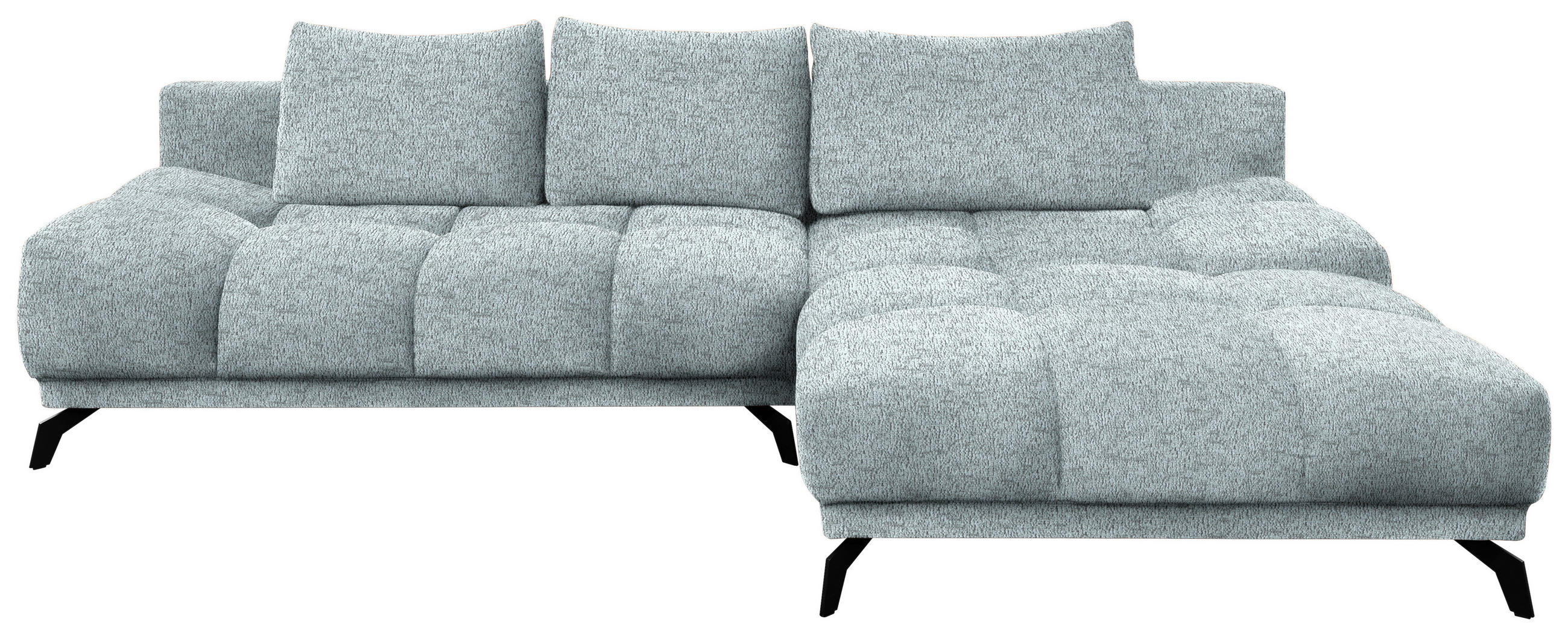 ECKSOFA in Chenille Türkis  - Türkis/Schwarz, MODERN, Textil/Metall (290/182cm) - Hom`in