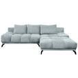 ECKSOFA in Chenille Türkis  - Türkis/Schwarz, MODERN, Textil/Metall (290/182cm) - Hom`in