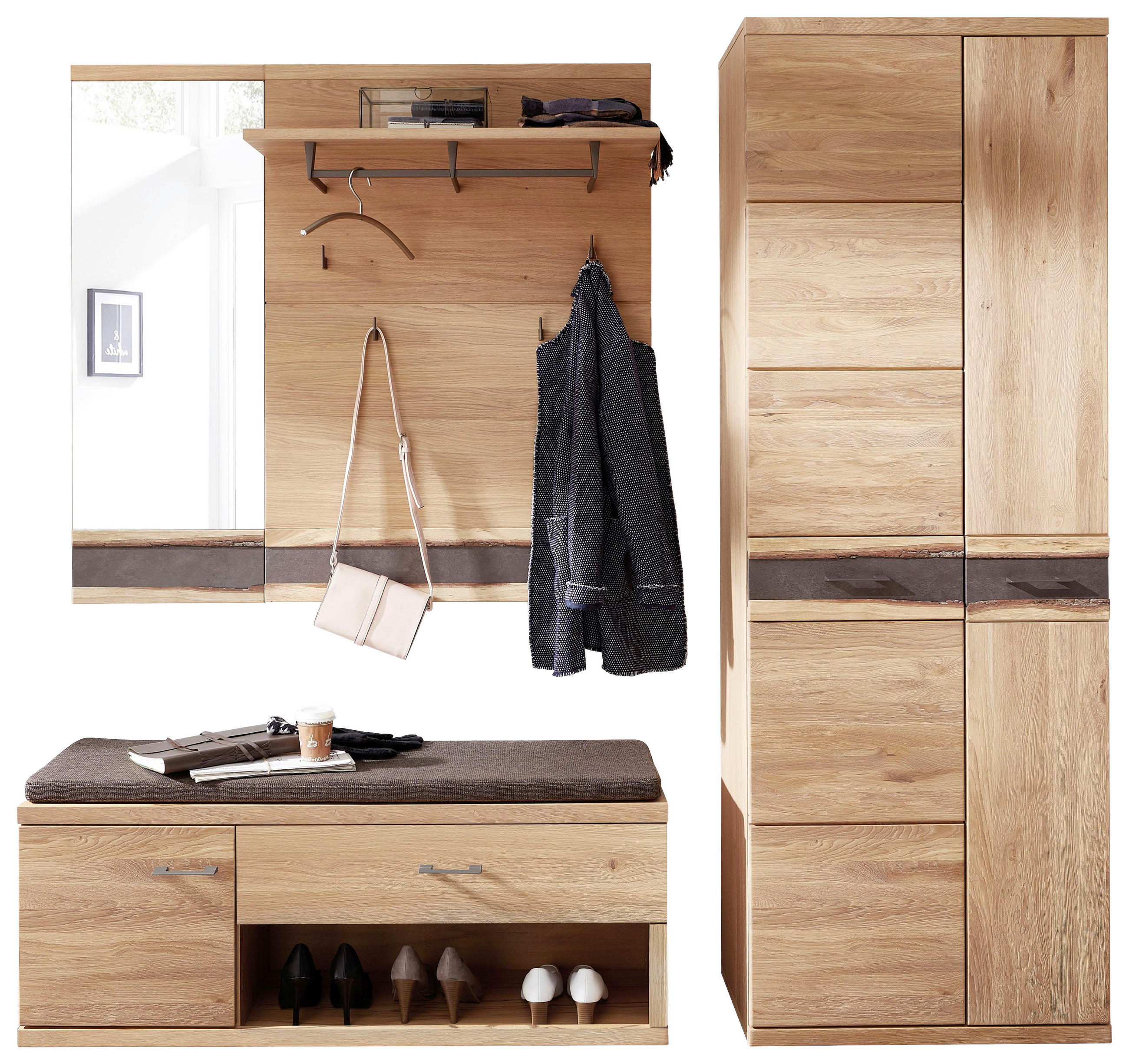 GARDEROBE Eichefarben - Eichefarben, Basics, Glas/Holz - Linea Natura