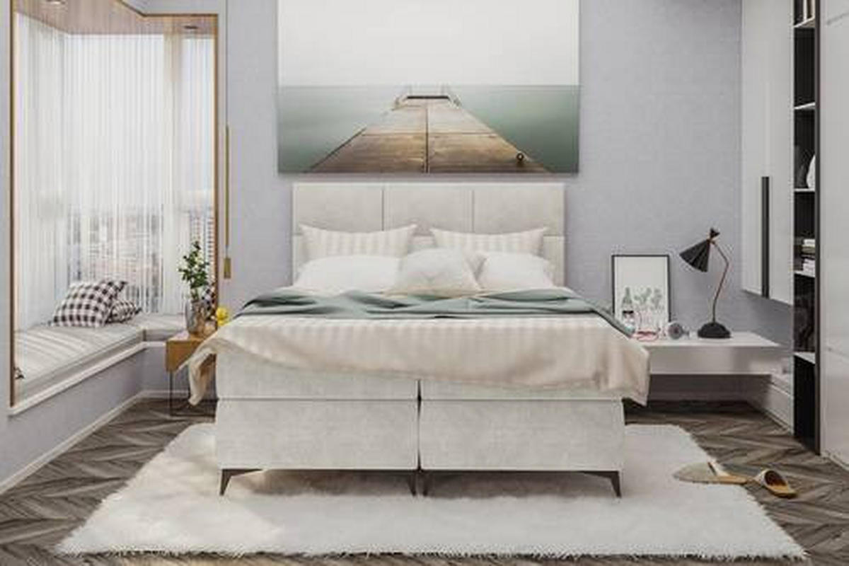 BOXBETT 160/200 cm  in Hellgrau  - Hellgrau/Schwarz, Konventionell, Textil/Metall (160/200cm) - Carryhome