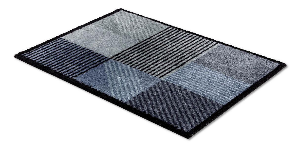 FUßMATTE  50/70 cm  Blau, Grau, Schwarz, Türkis  - Türkis/Blau, KONVENTIONELL, Textil (50/70cm) - Schöner Wohnen