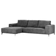 ECKSOFA  in Cord Dunkelgrau  170/285 cm  - Dunkelgrau/Schwarz, KONVENTIONELL, Textil/Metall (170/285cm) - Carryhome