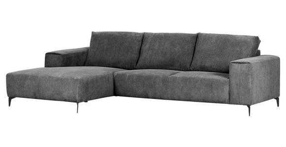 ECKSOFA  in Cord Dunkelgrau  170/285 cm  - Dunkelgrau/Schwarz, KONVENTIONELL, Textil/Metall (170/285cm) - Carryhome