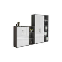 AKTENSCHRANK Anthrazit, Weiß Hochglanz  - Weiß Hochglanz/Anthrazit, MODERN, Holzwerkstoff (128,5/185,6/33cm) - MID.YOU