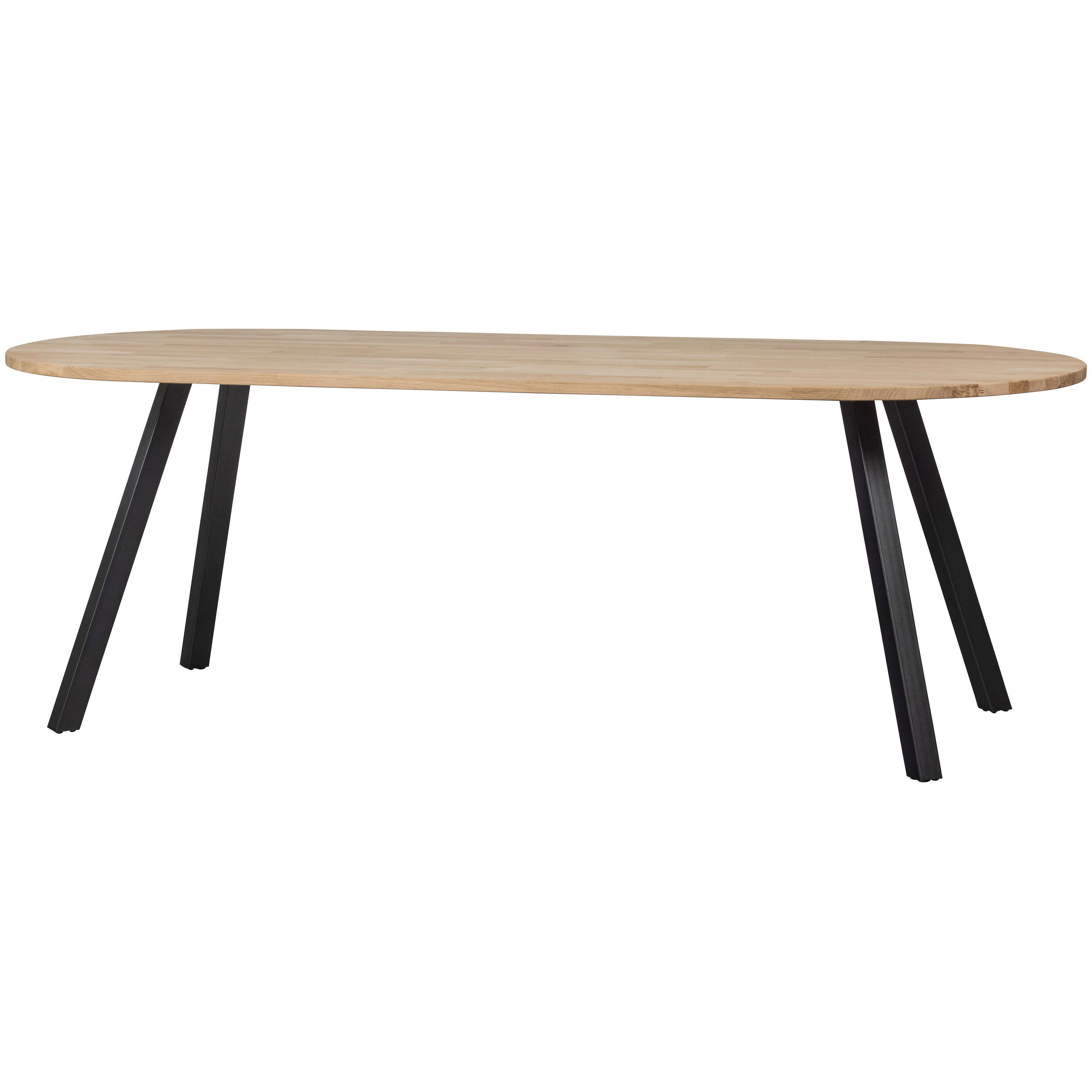 ESSTISCH Eiche massiv oval Eichefarben  - Eichefarben/Schwarz, Design, Holz/Metall (220/90/75cm) - Livetastic