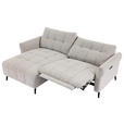 ECKSOFA  in Webstoff Grau Rücken echt, Armteilverstellung, Relaxfunktion  156/220 cm  - Schwarz/Grau, Design, Textil/Metall (156/220cm) - Carryhome