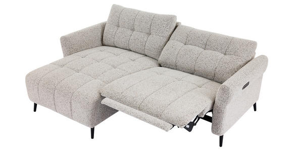 ECKSOFA  in Webstoff Grau Rücken echt, Armteilverstellung, Relaxfunktion  156/220 cm  - Schwarz/Grau, Design, Textil/Metall (156/220cm) - Carryhome