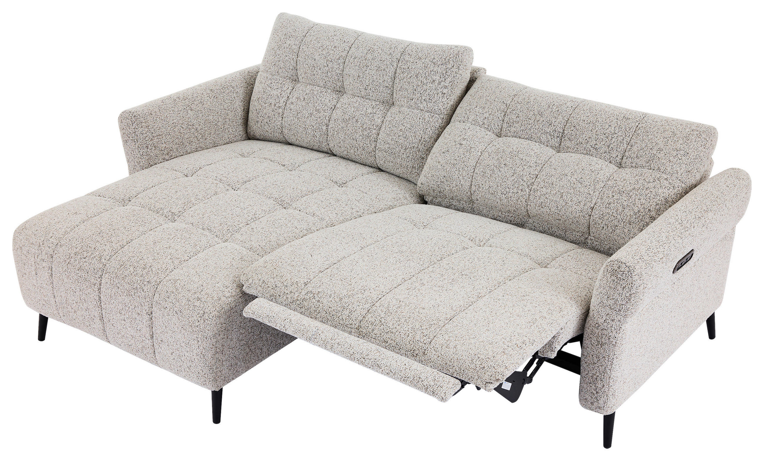 ECKSOFA in Webstoff Grau  156/220 cm  - Grau/Nickelfarben, Design, Textil/Metall (156/220cm) - Carryhome