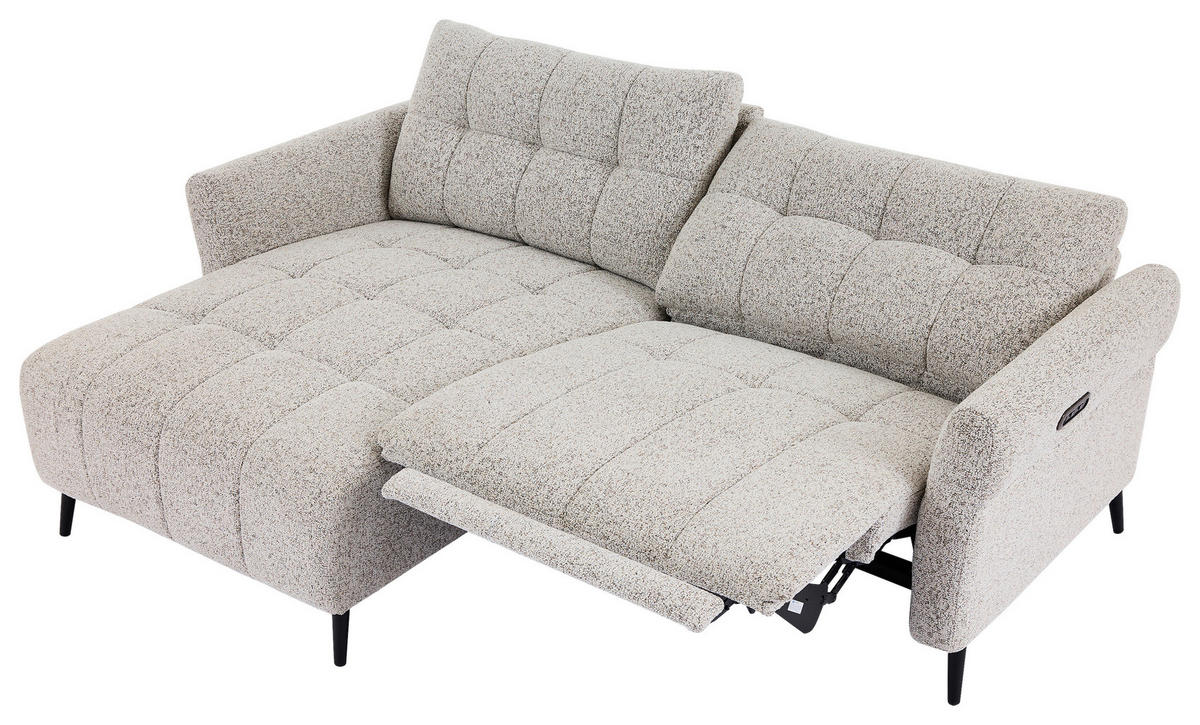 ECKSOFA in Webstoff Grau  156/220 cm  - Grau/Nickelfarben, Design, Textil/Metall (156/220cm) - Carryhome