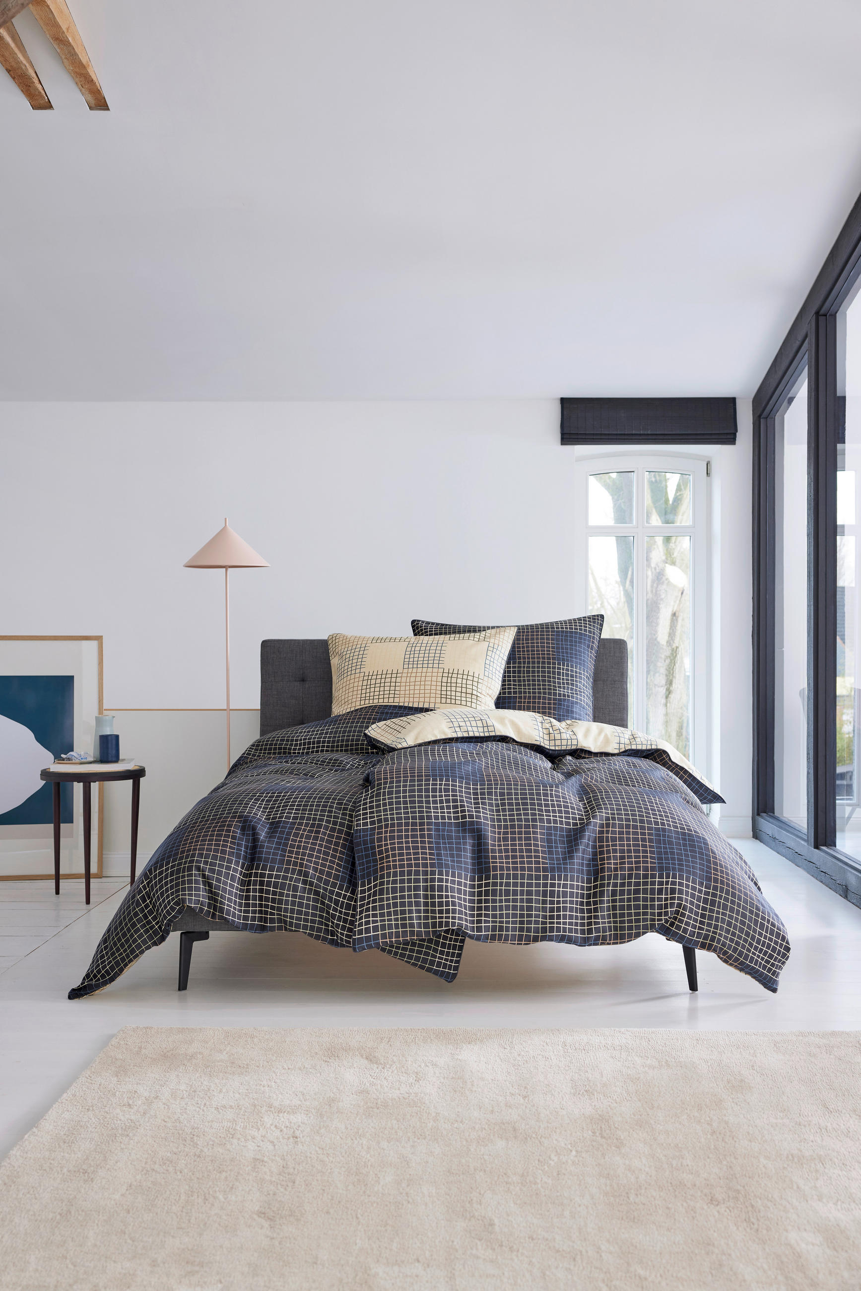 Thumbnail - Esprit Wendebettwäsche E-Amelie, Blau, Creme, Dunkelblau, Textil, Karo, 155x220 cm, Oeko-Tex® Standard 100, BCI (Better ...