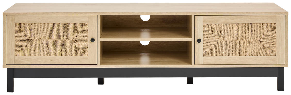 TV-BÄNK  i 160/45/39 cm  - svart/naturfärgad, Natur, metall/papper (160/45/39cm) - MID.YOU