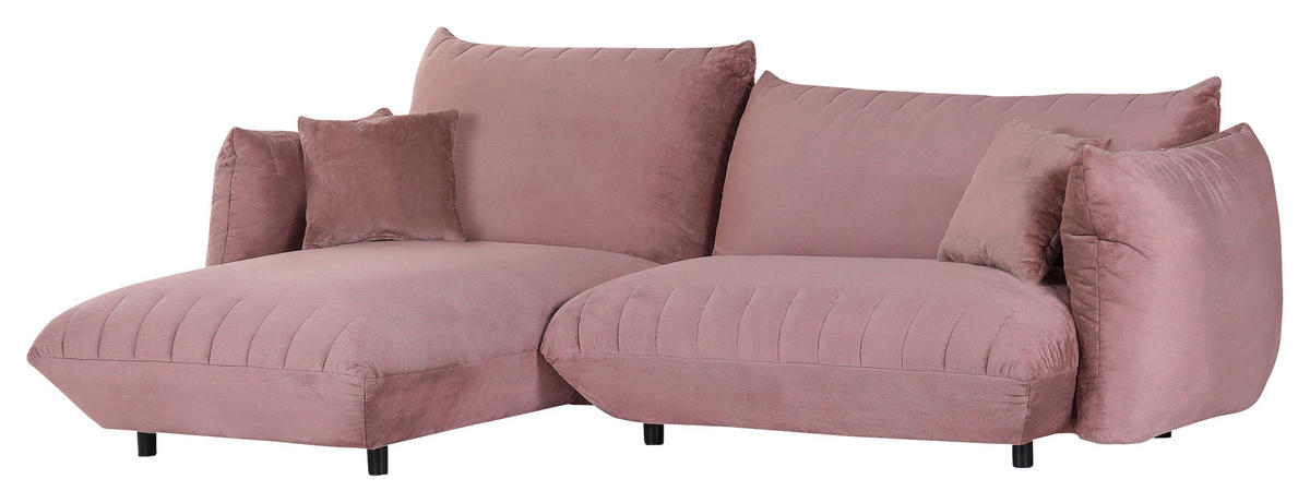 HÖRNSOFFA i plysch rosa  - svart/rosa, Klassisk, textil/plast (170/270cm) - MID.YOU
