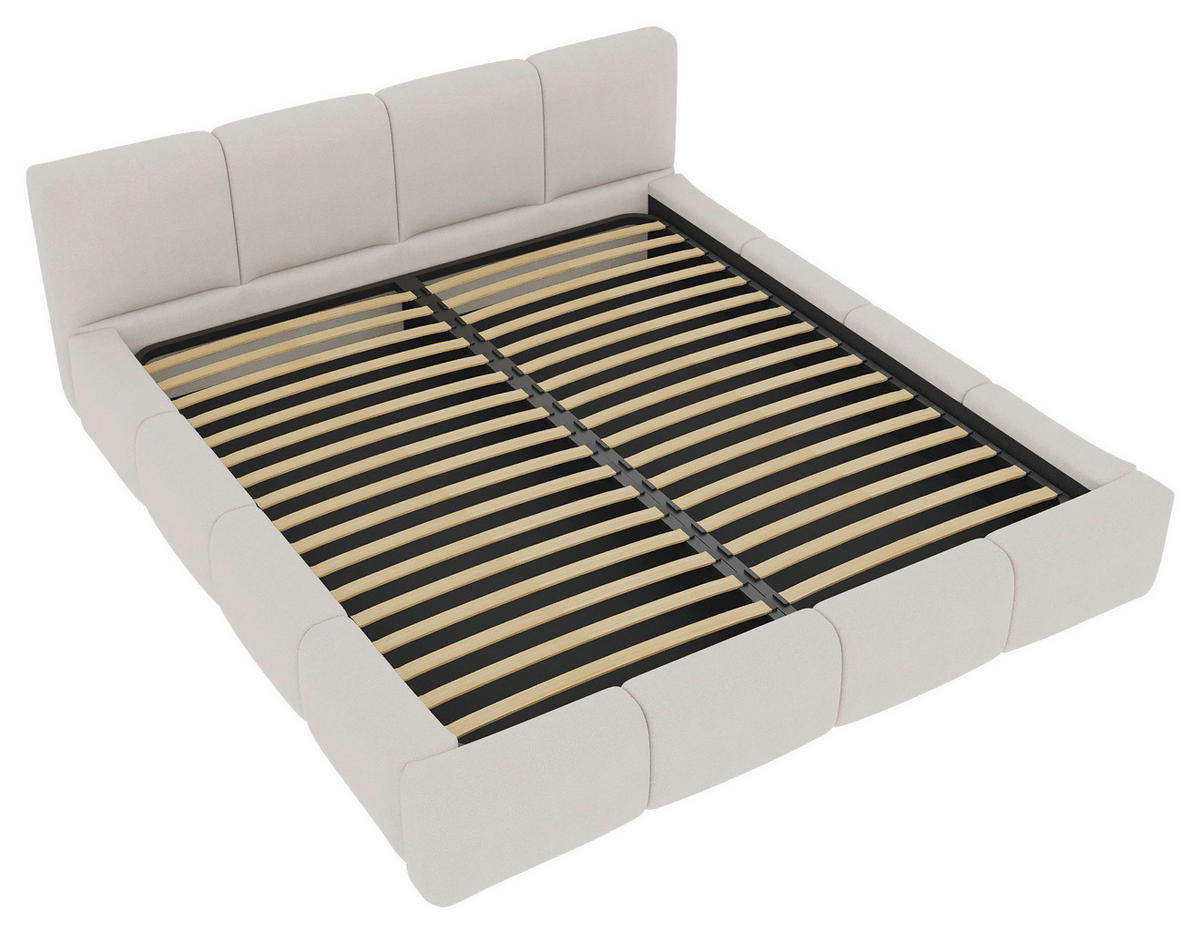 POLSTERBETT 200/200 cm,  in Naturfarben, Lattenrost, Bettkasten,  - Schwarz/Naturfarben, Design, Holz/Textil (200/200cm) - Xora
