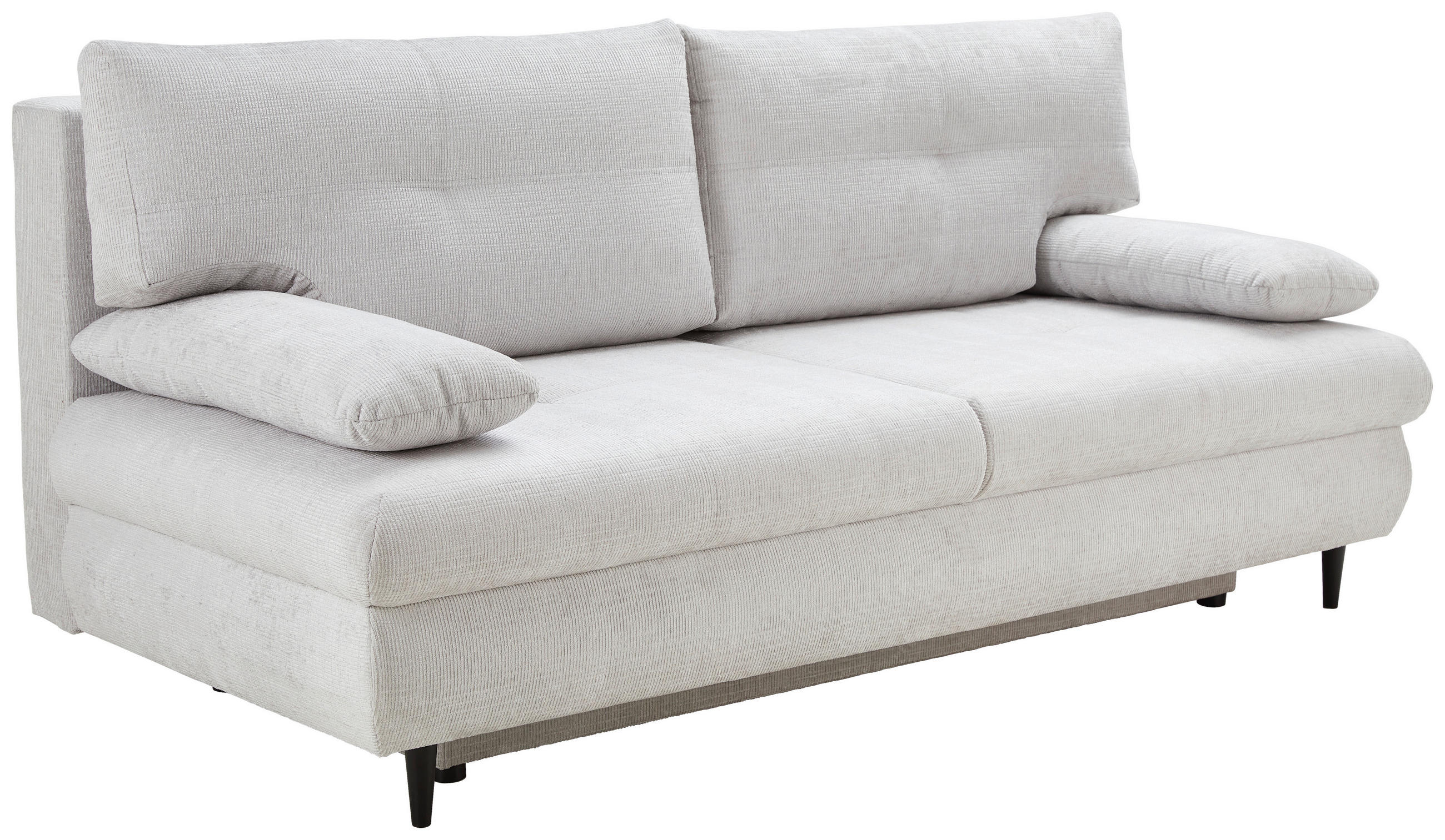 SCHLAFSOFA Chenille Hellgrau  - Hellgrau/Schwarz, KONVENTIONELL, Holz/Textil (212/97/105cm) - Carryhome