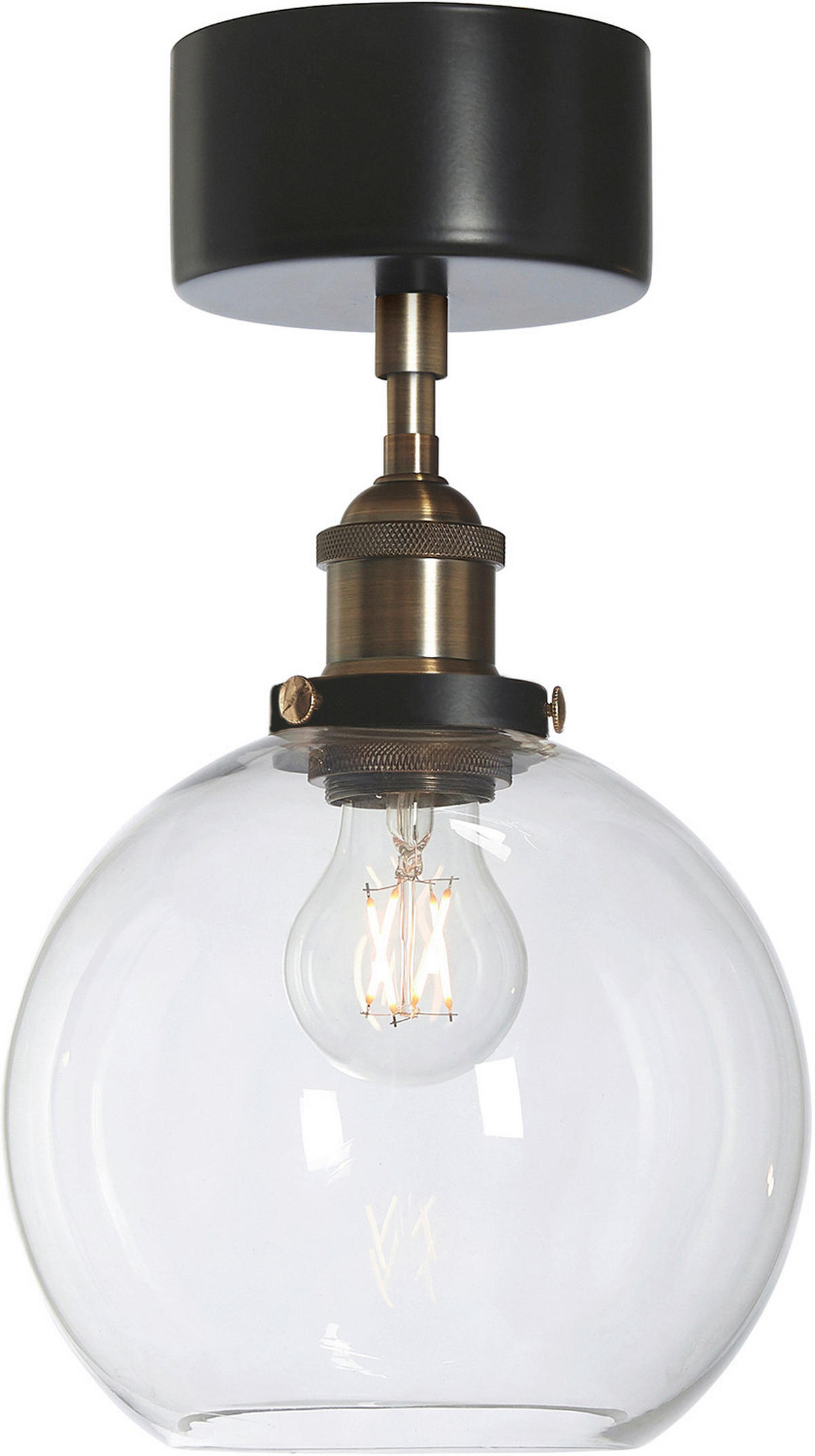 TAKLAMPA PR Home OMEGA 20/36 cm  - klar/mässingsfärgad, Design, glas (20/36cm)