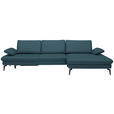 ECKSOFA in Echtleder Blau  - Blau/Schwarz, Design, Leder/Metall (325/157cm) - Dieter Knoll