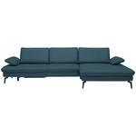 ECKSOFA in Echtleder Blau  - Blau/Schwarz, Design, Leder/Metall (325/157cm) - Dieter Knoll