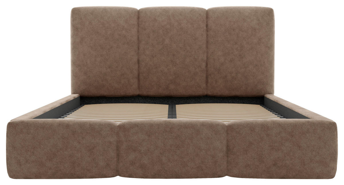 POLSTERBETT Lattenrost, Bettkasten 140/200 cm  in Schlammfarben  - Schlammfarben/Schwarz, Design, Holz/Textil (140/200cm) - Boxxx