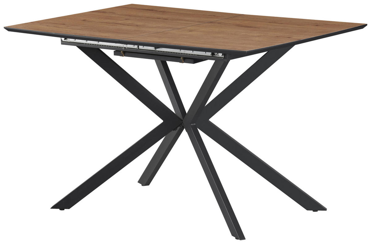 ESSTISCH in Metall, Holzwerkstoff  - Eichefarben/Schwarz, KONVENTIONELL, Holzwerkstoff/Metall (120-160/76/80cm) - MID.YOU