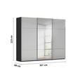 SCHWEBETÜRENSCHRANK 301/223/68 cm 3-türig Grau, Schwarz  - Chromfarben/Schwarz, KONVENTIONELL, Glas/Holzwerkstoff (301/223/68cm) - Novel