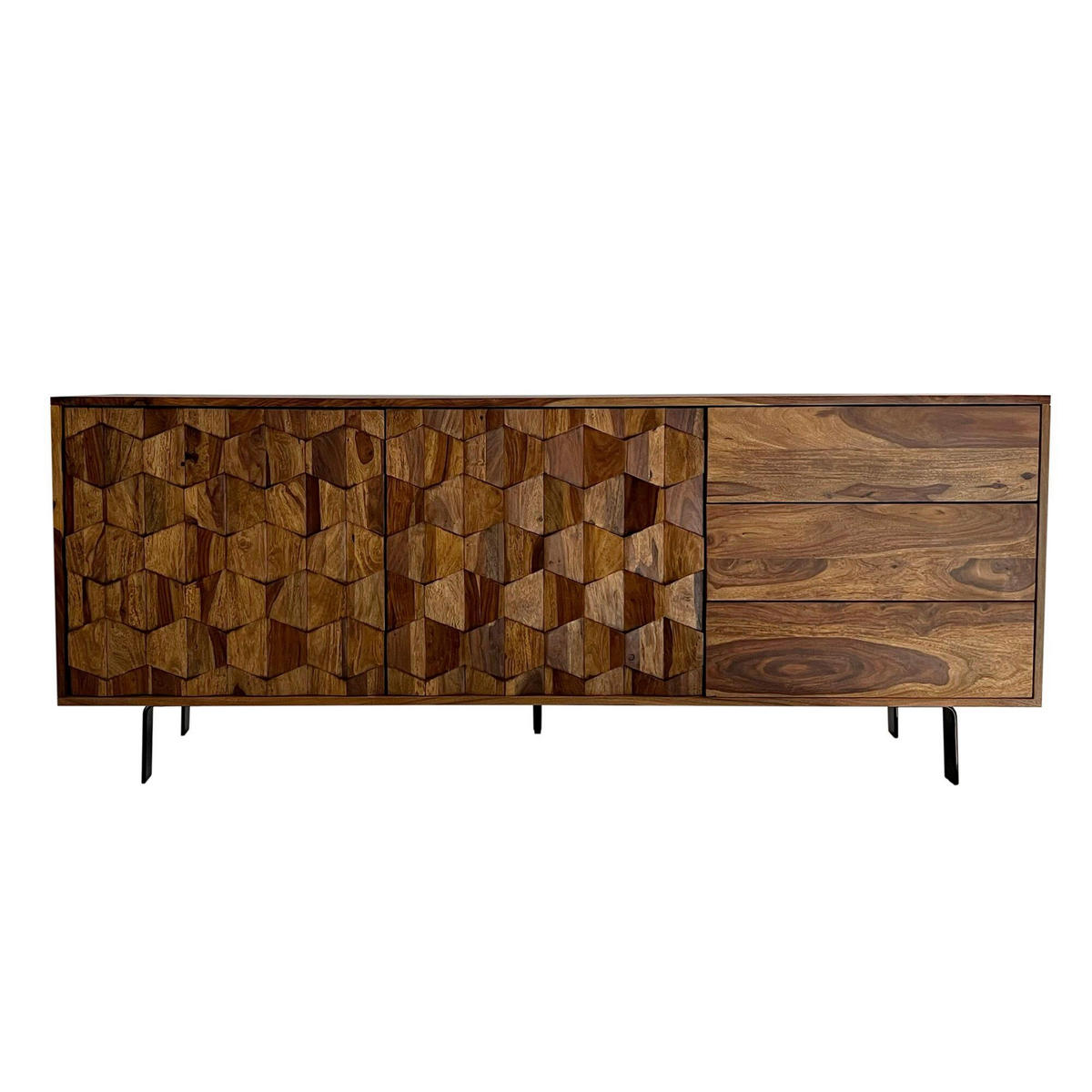 SIDEBOARD 175/70/40 cm  - sheshamfärgad/svart, Natur, metall/trä (175/70/40cm) - Livetastic