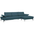 ECKSOFA in Echtleder Blau  - Blau/Schwarz, Design, Leder/Metall (325/157cm) - Dieter Knoll