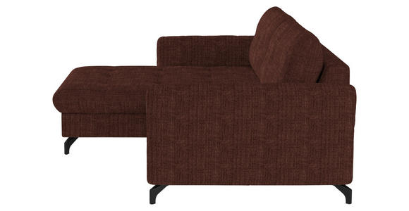 ECKSOFA in Flachgewebe, Leinenoptik Rotbraun  - Rotbraun/Schwarz, Design, Textil/Metall (170/242cm) - Xora