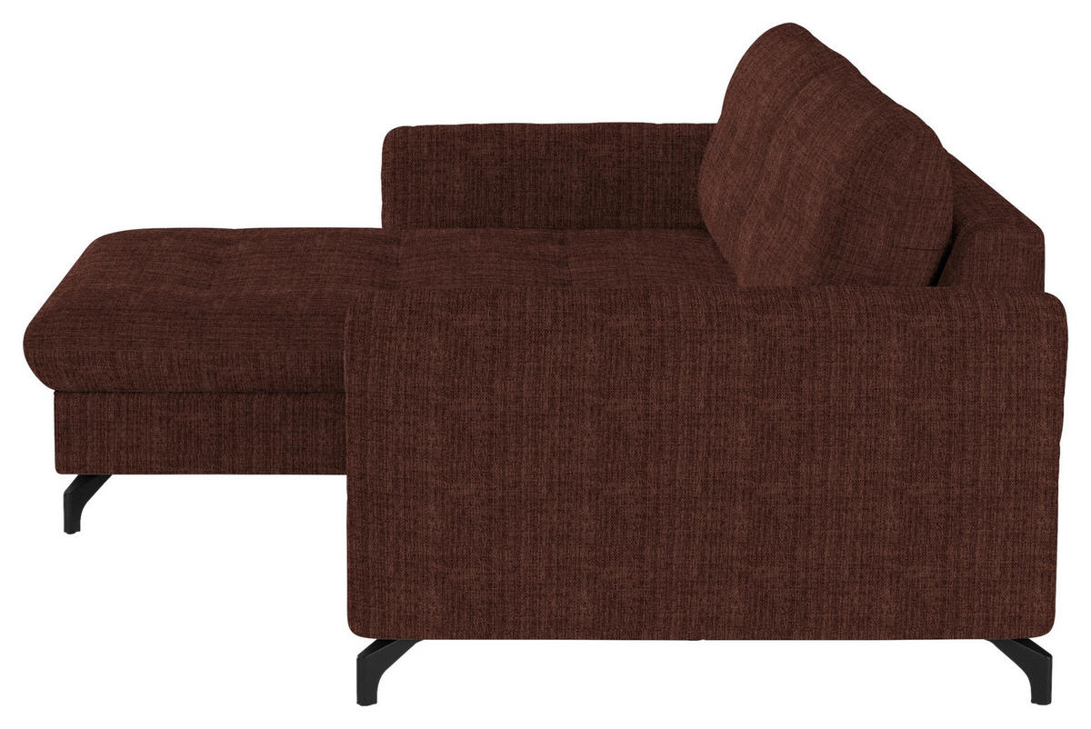 ECKSOFA in Flachgewebe, Leinenoptik Rotbraun  - Rotbraun/Schwarz, Design, Textil/Metall (170/242cm) - Xora