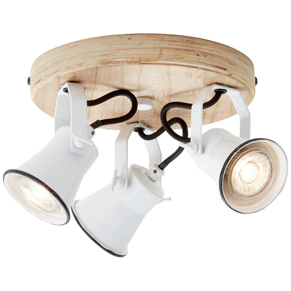 DECKENLEUCHTE  28/13 cm    - Weiß, Natur, Holz/Metall (28/13cm) - Brilliant