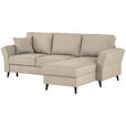 ECKSOFA in Velours Beige  - Beige/Schwarz, KONVENTIONELL, Holz/Textil (244/159cm) - Carryhome