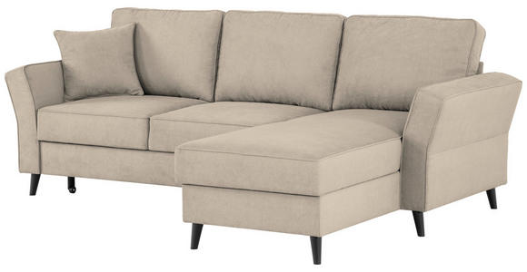 ECKSOFA in Velours Beige  - Beige/Schwarz, KONVENTIONELL, Holz/Textil (244/159cm) - Carryhome