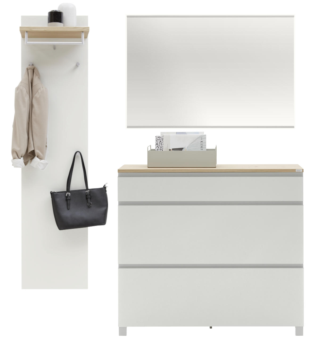 GARDEROBE 3-teilig  in 180/193/31 cm  - Eichefarben/Silberfarben, Design, Holz/Holzwerkstoff (180/193/31cm) - Dieter Knoll