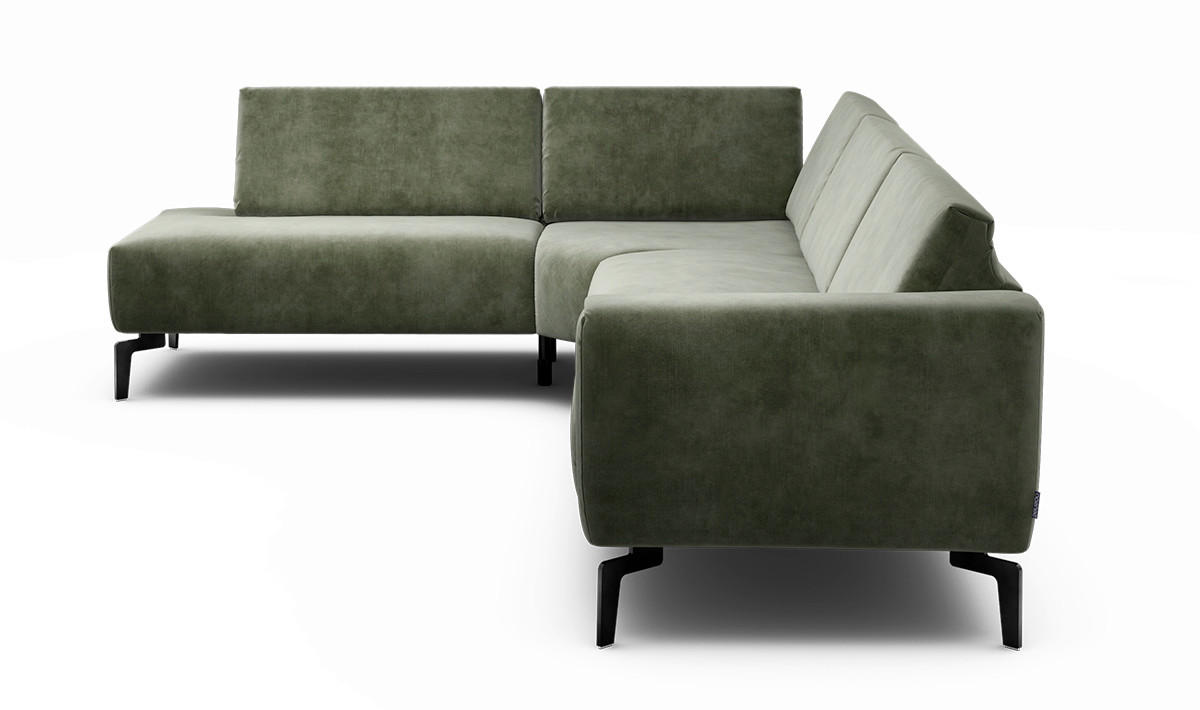 ECKSOFA in Samt Waldgrün  213/296 cm  - Waldgrün/Schwarz, Design, Textil/Metall (213/296cm) - SENSOO