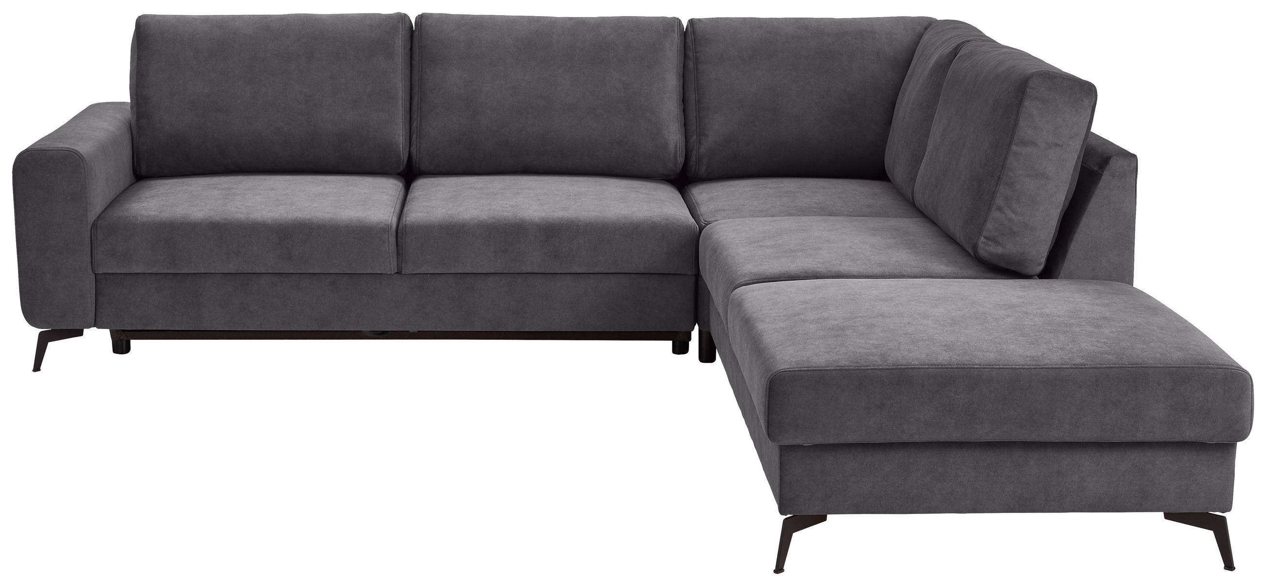ECKSOFA Dunkelgrau Chenille  - Dunkelgrau/Schwarz, KONVENTIONELL, Textil/Metall (275/257cm) - Carryhome