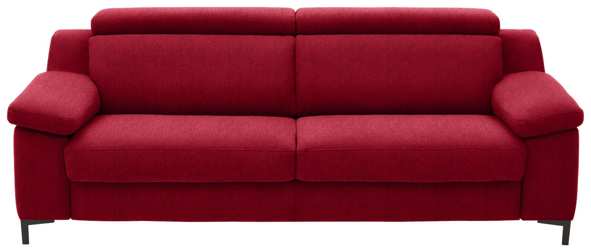 3-SITZER-SOFA in Chenille Rot  - Rot/Schwarz, Design, Textil/Metall (230/104/104cm) - Valdera