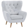 OHRENSESSEL in Flachgewebe Hellgrau  - Eichefarben/Hellgrau, Design, Holz/Textil (87/101/95cm) - Stylife