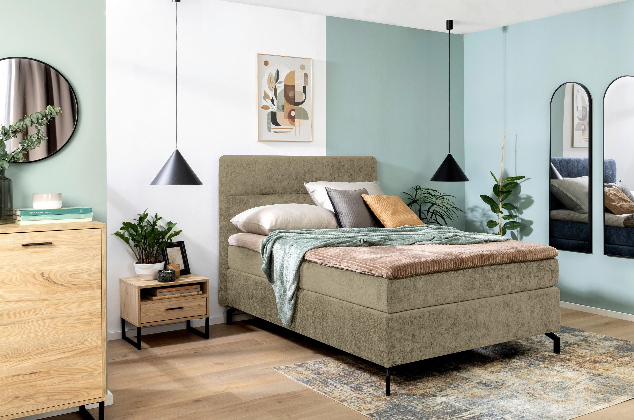 BOXSPRINGBETT 140/200 cm  in Cappuccino  - Schwarz/Cappuccino, Design, Textil/Metall (140/200cm) - Esposa