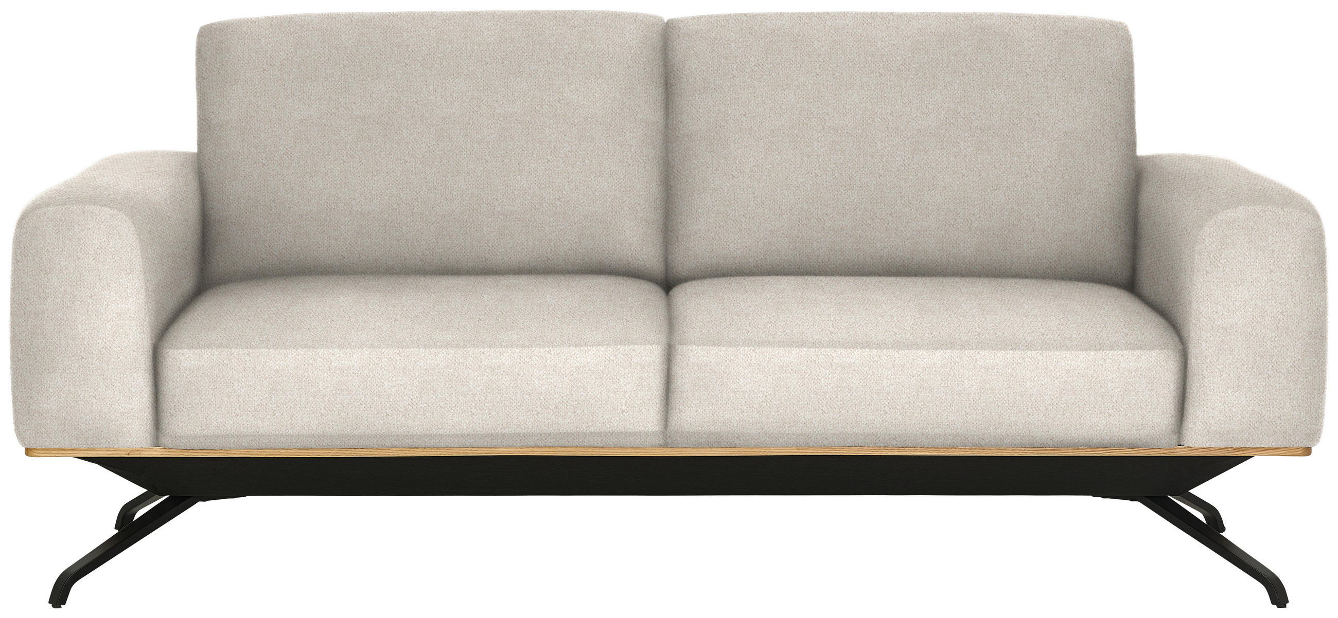 3-SITZER-SOFA in Struktur Creme  - Creme/Schwarz, Design, Holz/Textil (196/85-104/95cm) - Novel
