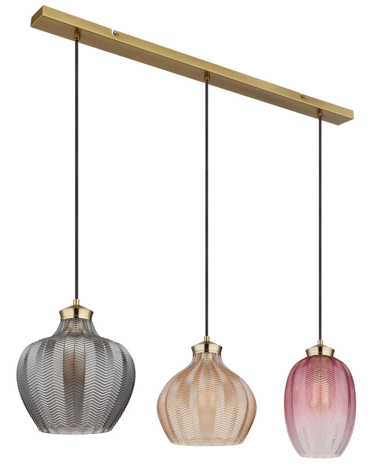 ZÁVĚSNÉ SVÍTIDLO, 90/25/120 cm  - černá/barvy zlata, Basics, kov/sklo (90/25/120cm) - Globo