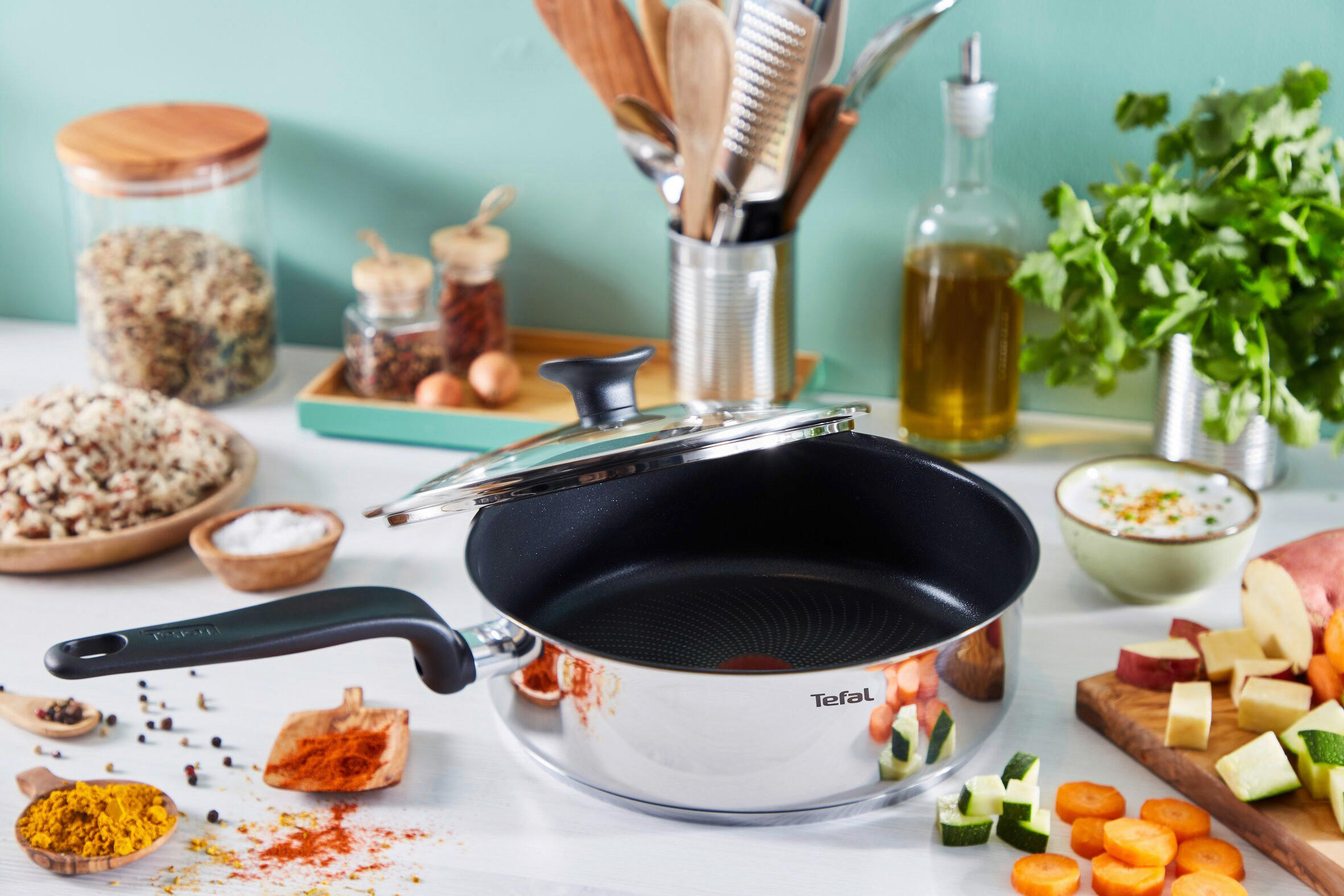 PANNA   24 cm  - stålfärgad/transparent, Design, metall/glas (24cm) - Tefal