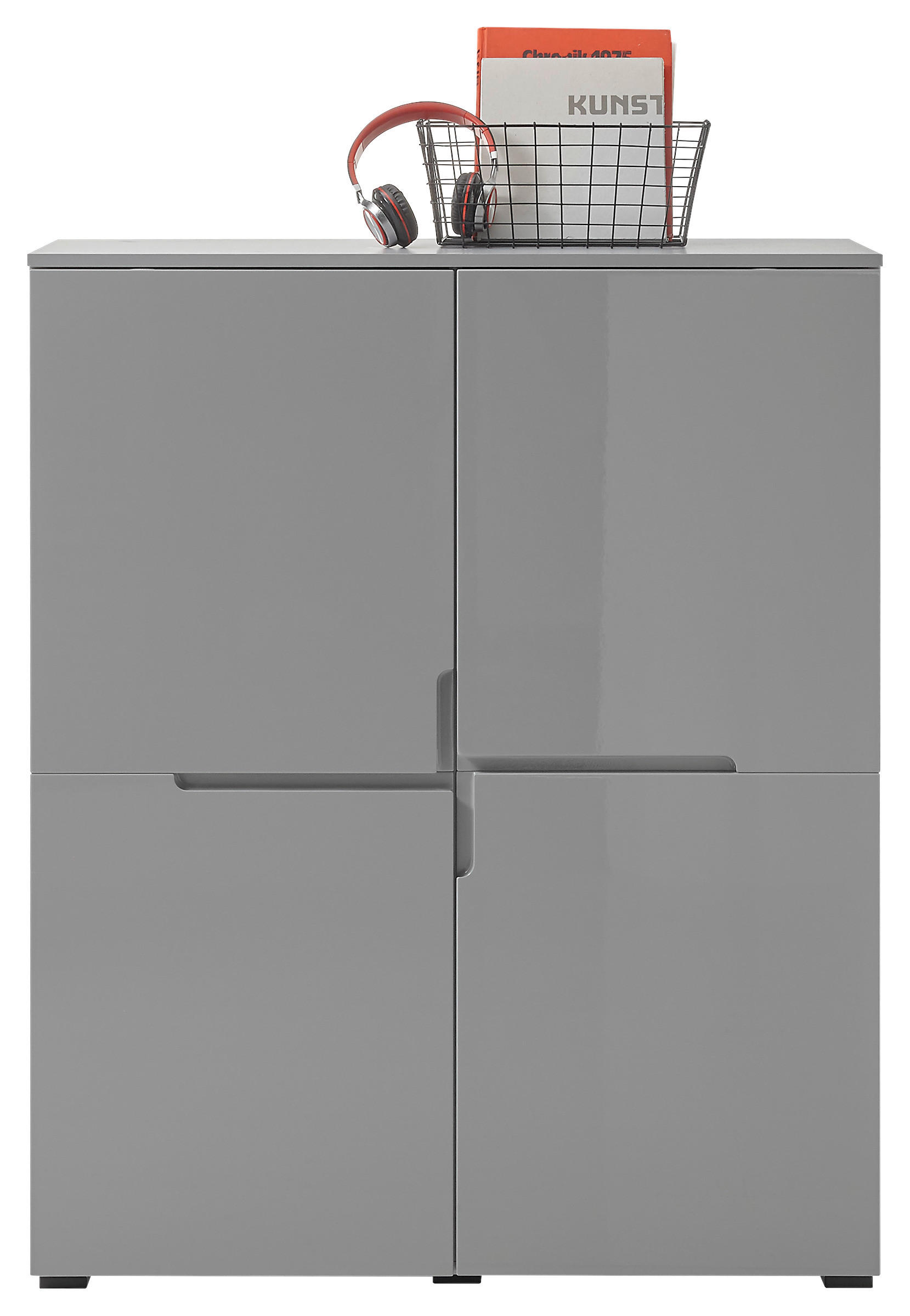 COMODĂ 100/122/38 cm  - negru/gri, Modern, plastic/material pe bază de lemn (100/122/38cm) - Voleo