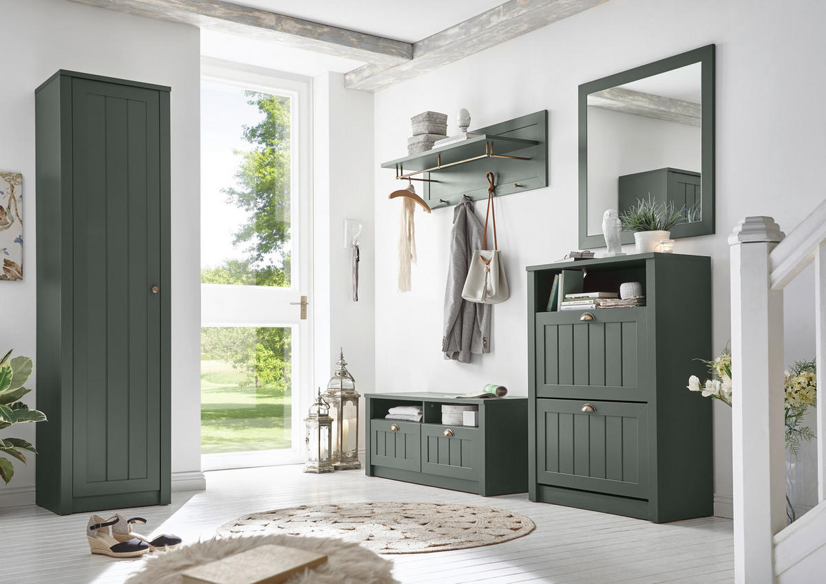 GARDEROBENSCHRANK  in 50/197/43 cm  - Messingfarben/Grün, Design, Holzwerkstoff/Metall (50/197/43cm) - Modante