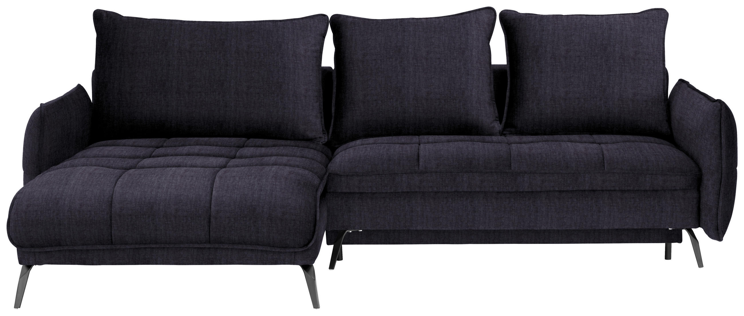 ECKSOFA in Flachgewebe Schwarz  - Schwarz, Design, Textil/Metall (180/273cm) - Hom`in