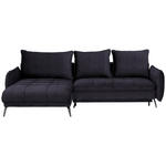 ECKSOFA in Flachgewebe Schwarz  - Schwarz, Design, Textil/Metall (180/273cm) - Hom`in