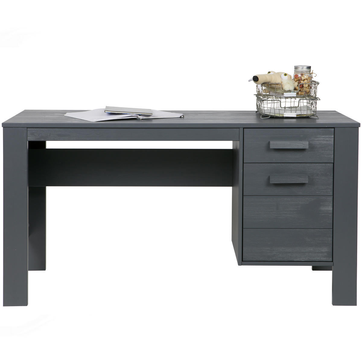 SCHREIBTISCH 141/59/74 cm  in Dunkelgrau  - Dunkelgrau, Design, Holz (141/59/74cm) - Livetastic