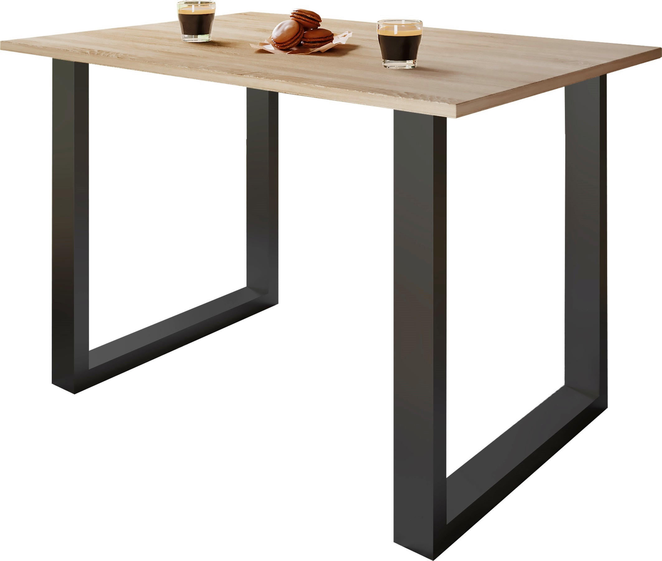 SCHREIBTISCH 160/80/76 cm Schwarz, Sonoma Eiche  - Silberfarben/Schwarz, Design, Holzwerkstoff/Metall (160/80/76cm) - MID.YOU