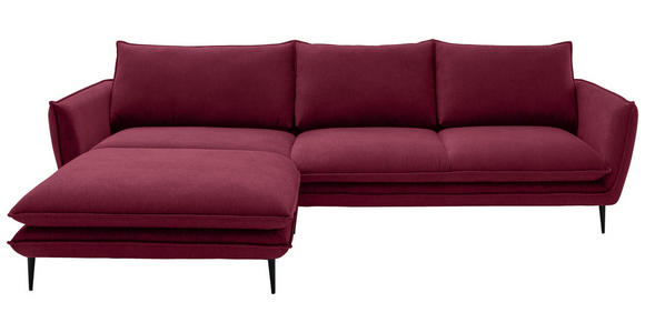 ECKSOFA  in Webstoff Bordeaux  196/304 cm  - Bordeaux/Schwarz, KONVENTIONELL, Textil/Metall (196/304cm) - Hom`in