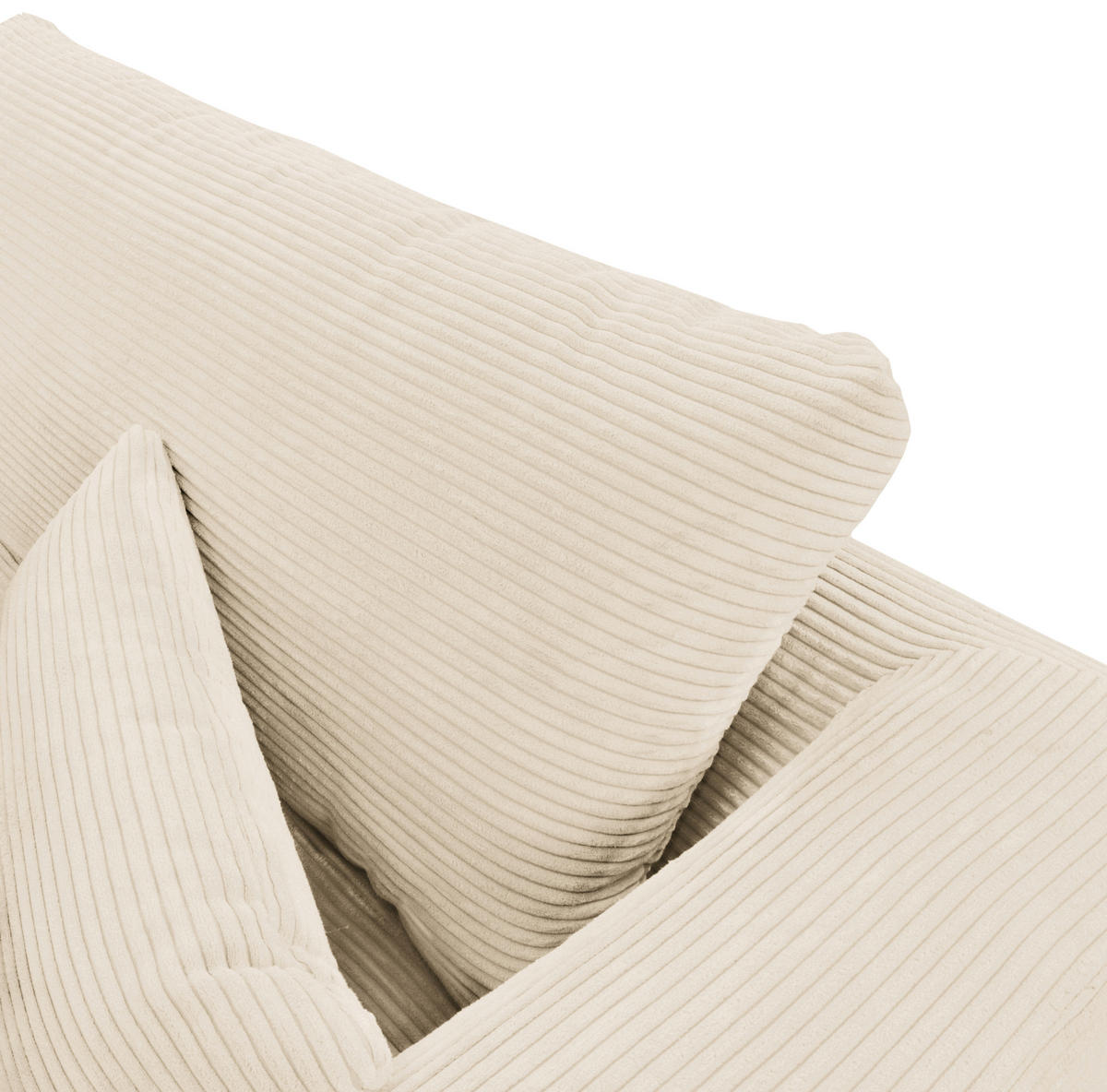 ECKSOFA Creme Cord  - Creme/Schwarz, Design, Textil/Metall (313/172cm) - Livetastic
