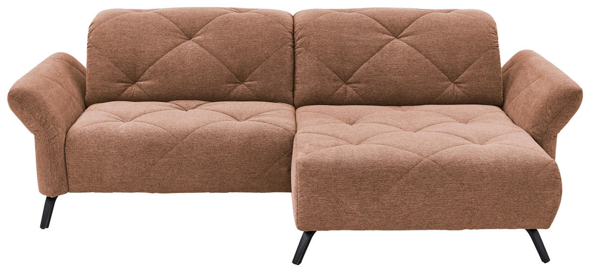 ECKSOFA Beach in Webstoff Kupferfarben  262/173 cm  - Schwarz/Kupferfarben, Design, Textil/Metall (262/173cm) - Moderano